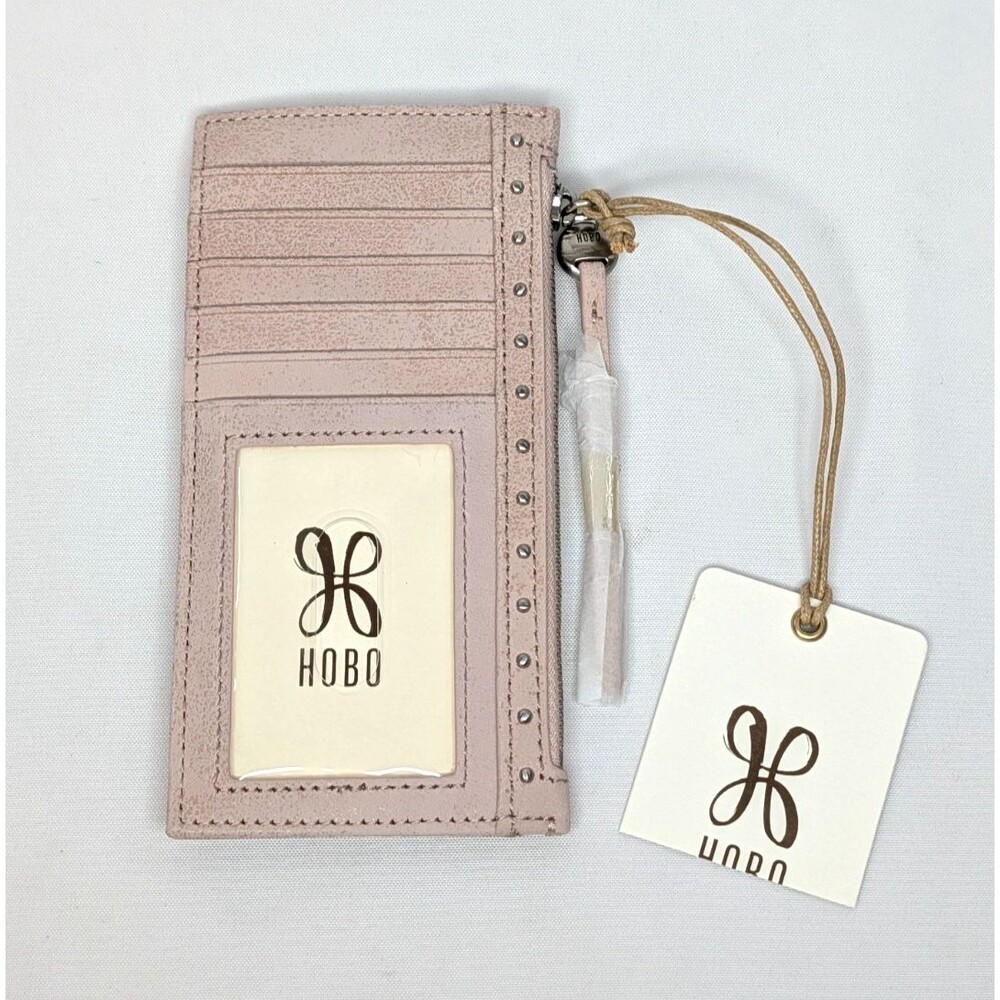 HOBO Carte Leather Card Case with Studs - Blossom Pink & Silver, NWT